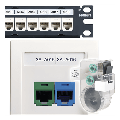 Casete de 125 Etiquetas Adhesivas, para Patch Panel, Face Plate o Cajas Superficiales, Para Identificación 4 Puertos, Color Blanco, vista 1