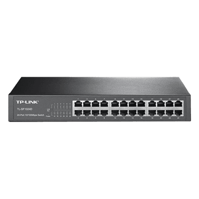Switch no administrable de 24 puertos 10/100 Mbps para escritorio/rack, vista 1