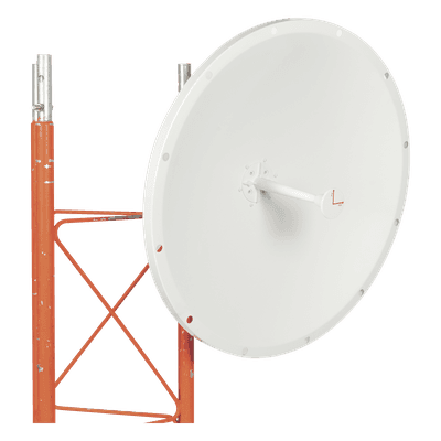 Antena Direccional en Frecuencia Extendida / 4.8 - 6.5 GHz / 28 dBi / Conector con jumper N-Macho incluido/ Polaridad en 90º y 45º / Montaje incluido para torre o mástil, vista 1