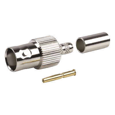 Conector BNC Hembra de Anillo para Cables RG-8/X, LMR-240, 9258, Níquel/ Oro/ Delrin., vista 1