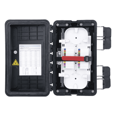 Cierre de Empalme Caja de Distribución de Fibra Óptica, Hasta 96 Empalmes, Exterior IP65, Color Negro