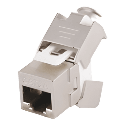 Módulo Jack Keystone Cat6A Blindado (STP) sin herramienta (toolless) para faceplate, vista 1