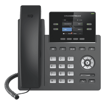 Teléfono IP Grado Operador, 4 líneas SIP con 2 cuentas, pantalla a color 2.4", codec Opus, IPV4/IPV6 con gestión en la nube GDMS, vista 1