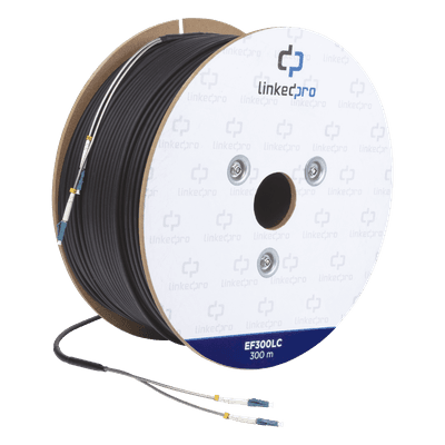 Fibra Óptica Monomodo Conectorizada Plug & Play / 2 Hilos / Tight Buffer 900 μm / G.652D / LC Dúplex / Recubrimiento HDPE Negro / Atenuación ≤0.4 dB/km @ 1310 nm, vista 1