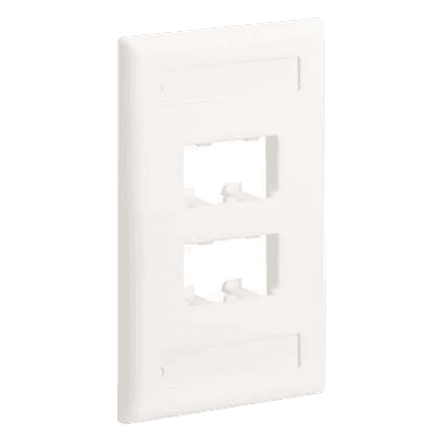 Placa de Pared Vertical Clásica, Salida Para 4 Puertos Mini-Com, Con Espacios Para Etiquetas, Color Blanco Mate, vista 1