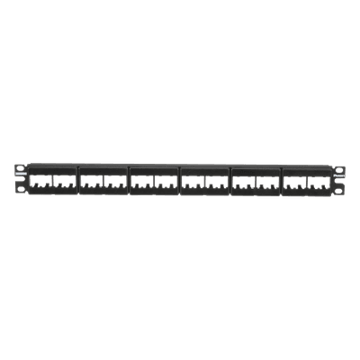 Panel de Parcheo Modular Mini-Com (Sin Conectores), Plano, Sin Blindaje, Con Etiqueta y Cubierta, de 24 puertos, 1UR, vista 1