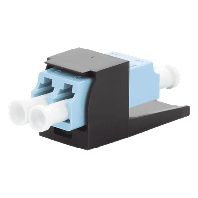 Módulo Acoplador LC Duplex, para Fibra Óptica Multimodo OM3/OM4, Tipo Mini-Com, Color Aqua, vista 1