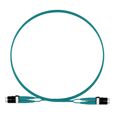 Jumper de Fibra Optica Multimodo 50/125 OM4, LC-LC Duplex, LSZH, Color Aqua, 2 Metros, vista 1