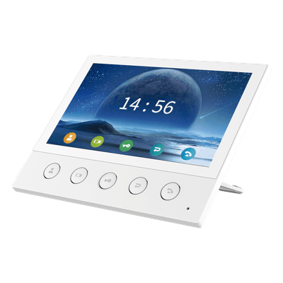 Monitor IP/SIP para interior, Wi-Fi, pantalla táctil de 7", audio de 2 vías, PoE, 8 interfaces de entrada de alarma., vista 1