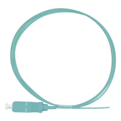 Pigtail de Fibra Óptica Simplex SC, PVC, OM3 50/125, Aqua, 1 metro, vista 1