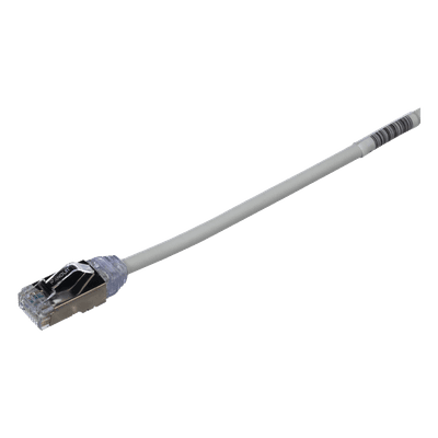 Patch Cord Cat6A, Diametro Reducido 28 AWG, Blindado S/FTP, CM/LS0H, 20 cm, Color Gris, vista 1
