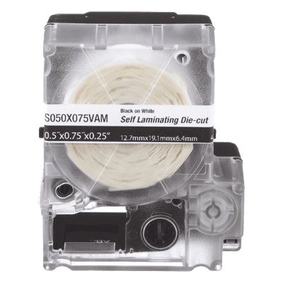 Casete de 200 Etiquetas Autolaminadas de 25.4 x 38.1 mm, para Cables de 3.1 a 7 mm de Diámetro, Área de Impresión Color Blanco, vista 1