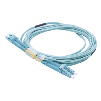 Jumper de Fibra Óptica Multimodo OM4 50/125 LC-LC OFNR (Riser), 2.0 mm, Dúplex, Aqua, 3 metros, vista 1