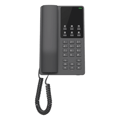 Teléfono IP Hotelero, 2 líneas SIP con 2 cuentas, codec Opus, IPV4/IPV6, color negro, con gestión en la nube GDMS, vista 1