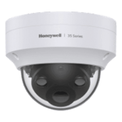 Mini Domo IP 5 Megapíxeles / Lente 2.8 mm / 40 mts IR / NDAA / ONVIF / Exterior IP67 / Antivandálica IK10 / IA (Filtro de Humanos y Vehiculos) / Conteo de Personas / Merodeo / H.265 / PoE / Alarmas I/O / Serie 35 / Honeywell Security, vista 1