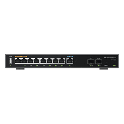 Router Gigabit VPN / Balanceador de cargas / 60,000 sesiones NAT /  9 puertos 10/100/1000 Mbps + 2 puertos SFP (WAN/LAN) / 1 puerto entrada PoE(af/at) / 2 puertos salida PoE (af/at) / Compatible con GWN Cloud., vista 1