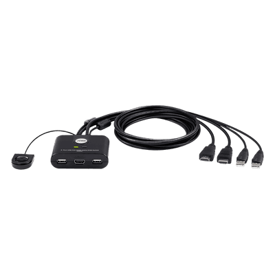 Switch KVM / USB FHD HDMI / de 2 Puertos en Formato Cable / 1920x1080 @ 60Hz (FHD) / HDCP 1.4 / Conecta y Controla 2 Equipos con un solo Monitor, Teclado y Mouse, vista 1