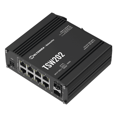 Switch Ethernet Gestionado PoE+, Características L2 y L3, 8 Puertos PoE+ con 2 Puertos SFP, vista 1