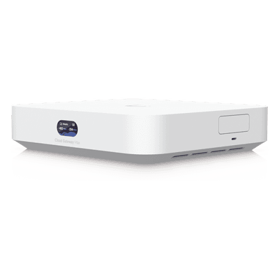 Cloud Gateway de 2.5 GbE Compacto con Soporte para hasta 30 Dispositivos UniFi, 300+ Clientes, Enrutamiento IPS de 2.3 Gbps y Almacenamiento 512 GB de Memoria Interna, vista 1