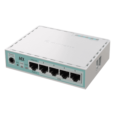 (hEX  E50UG), Router 5 puertos gigabit, vista 1