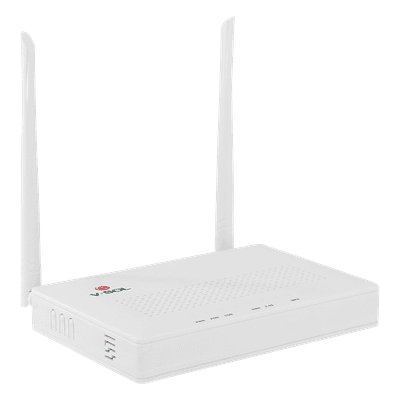 ONU  G/EPON con Wi-Fi en 2.4 GHz + 4 Puertos LAN GigabitEthernet, hasta 300 Mbps vía inalámbrico, vista 1