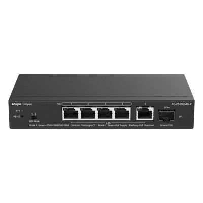 Switch Administrable Capa2 PoE+ con 5 puertos Multi-Gigabit 2.5Gb, hasta 70w PoE 802.3af/at, vista 1