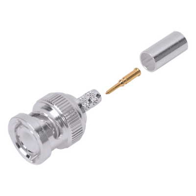 Conector BNC Macho de Anillo Plegable para Cable LMR-195, RG-58/U, RG-142/U, Plata/Oro/Teflón., vista 1