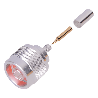 Conector N Macho de Anillo Plegable para Cable RG-58/U, Plata/ Oro/ Teflón., vista 1