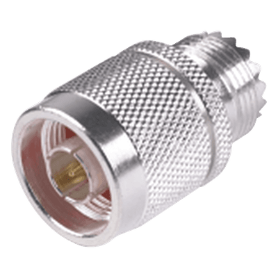 Adaptador en Línea, de Conector N Macho a UHF Hembra (SO-239), Plata/ Oro/ Teflón., vista 1