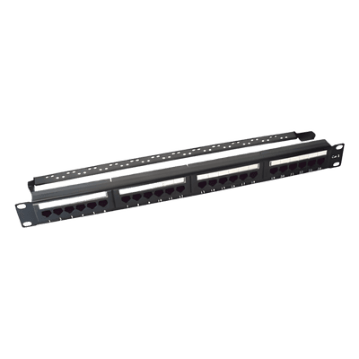 Panel de parcheo de impacto (110) UTP de 24 puertos Cat6, 19in, con barra para organizar cable