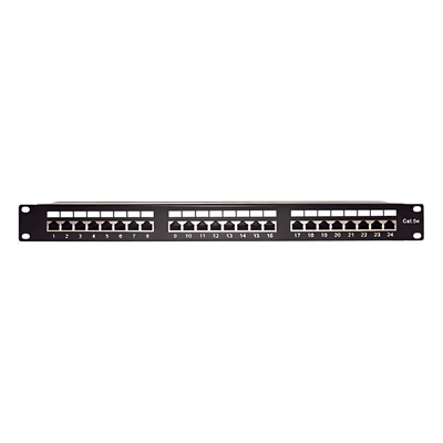 Panel de parcheo de impacto Blindado (STP) de 24 puertos Cat5e, 19in, vista 1