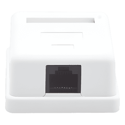 Caja de pared con 1 puerto Keystone, incluye Jack Cat5e, vista 1