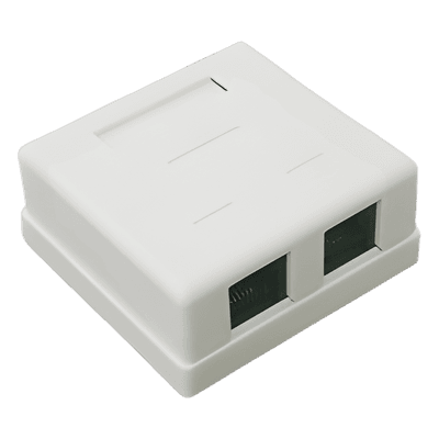 Caja de pared con Jack UTP Cat5e y Jack RJ11 telefónico, vista 1