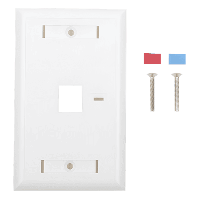 Placa de pared de 1 puerto, Keystone, con espacio para etiqueta, Color Blanco, vista 1