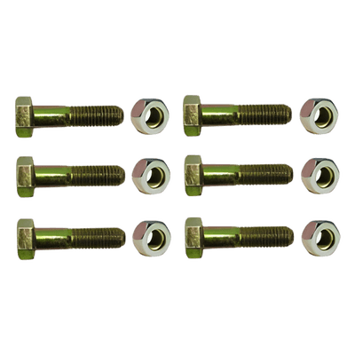 Paquete de 6 Tornillos Grado 5 con Tuercas Tropicalizadas de 3/8" x 2"., vista 1