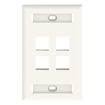 Placa de Pared Vertical, Salida Para 4 Puertos Keystone, Con Espacios Para Etiquetas, Color Banco Mate, vista 1