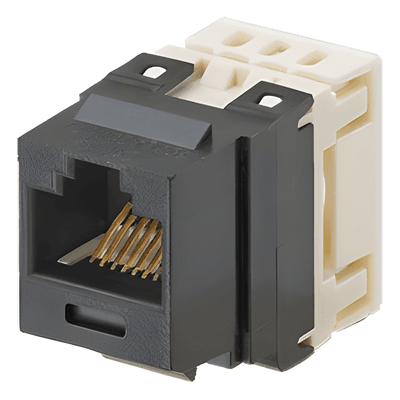 Conector Jack Estilo 110 (de Impacto), Tipo Keystone, Categoría 6, de 8 posiciones y 8 cables, Color Negro