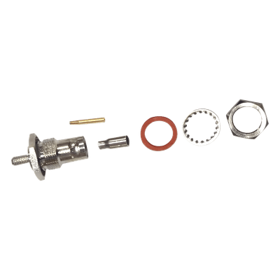 Conector BNC Hembra / Chasis en D-Plano, de Anillo / RG-174, Niquel / Oro / Teflón., vista 1