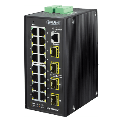 Switch Administrable Industrial 16 puertos Gigabit Ethernet + 4 SFP, vista 1