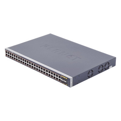 Switch Administrable de 48-Puertos 10/100/1000T 802.3at PoE + 4-Puertos 100/1000BASE-X SFP / 440W, vista 1