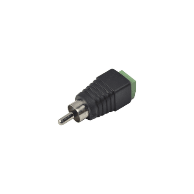 Adaptador RCA MACHO Tipo Jack Polarizado / Terminales Tipo Tornillo / Polarizado (+/-) / Recomendado para Video y AUDIO en sistemas de CCTV a 2 Hilos.