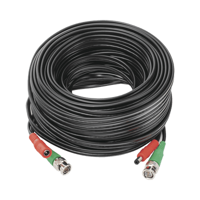 Cable Coaxial Armado de 20 Metros para Video y Energía / Optimizado para Cámaras 4K  / Conector BNC (Video) y PLUG de Alimentación (Siamés) / Uso interior / Cable de Video 100% Cobre de Alta Pureza .