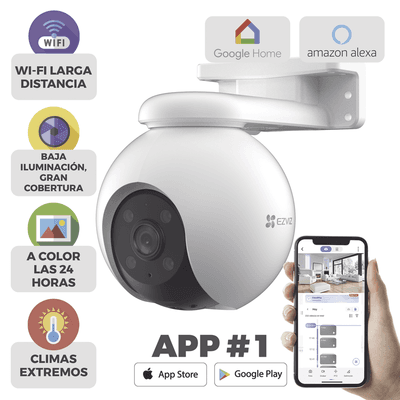 PT WiFi / (3K) 5MP / Cobertura Motorizada 360° / Detección humana / Detección de Vehiculo / Auto Seguimiento / Sirena / Luz Estroboscópica / Vision Nocturna / Soprota MicroSD Hasta 512GB  / Exterior, vista 1