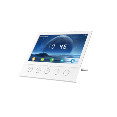 Monitor IP/SIP para interior, Wi-Fi, pantalla a color de 7", audio de 2 vías, PoE, 8 interfaces de entrada de alarma., vista 1