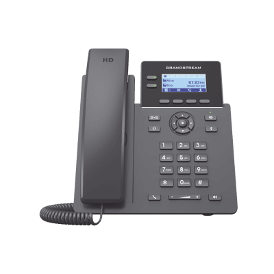 Teléfono IP de 2 Líneas / 4 Cuentas SIP / Sin PoE - Alimentación 5 VDC / Pantalla LCD Retroiluminada de 2.41" / 2 Puertos Ethernet 10/100 Mbps / Audio HD / GDMS, vista 1