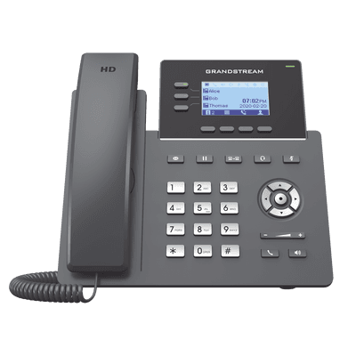 Teléfono IP Grado Operador, 3 líneas SIP con 6 cuentas, puertos Gigabit PoE, codec Opus, IPV4/IPV6 con gestión en la nube GDMS, vista 1