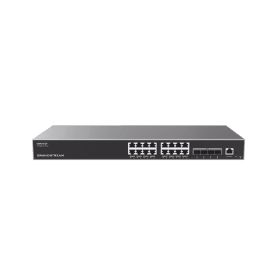 Switch Capa 3 Gigabit PoE+ Administrable / 16 puertos 10/100/1000 Mbps + 4 Puertos SFP+ 10G Uplink / Hasta 240W / Compatible con GWN Cloud., vista 1