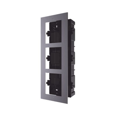 Base de 3 Espacios para EMPOTRAR Módulos de Videoporteros Hikvision, vista 1