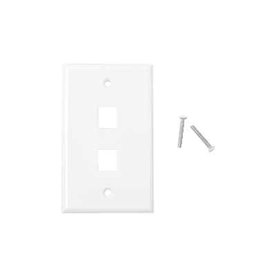 Placa de pared de 2 puertos, Keystone, Color Blanco, vista 1