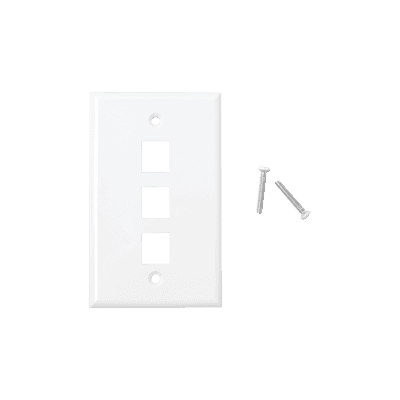 Placa de pared de 3 puertos, Keystone, Color Blanco, vista 1